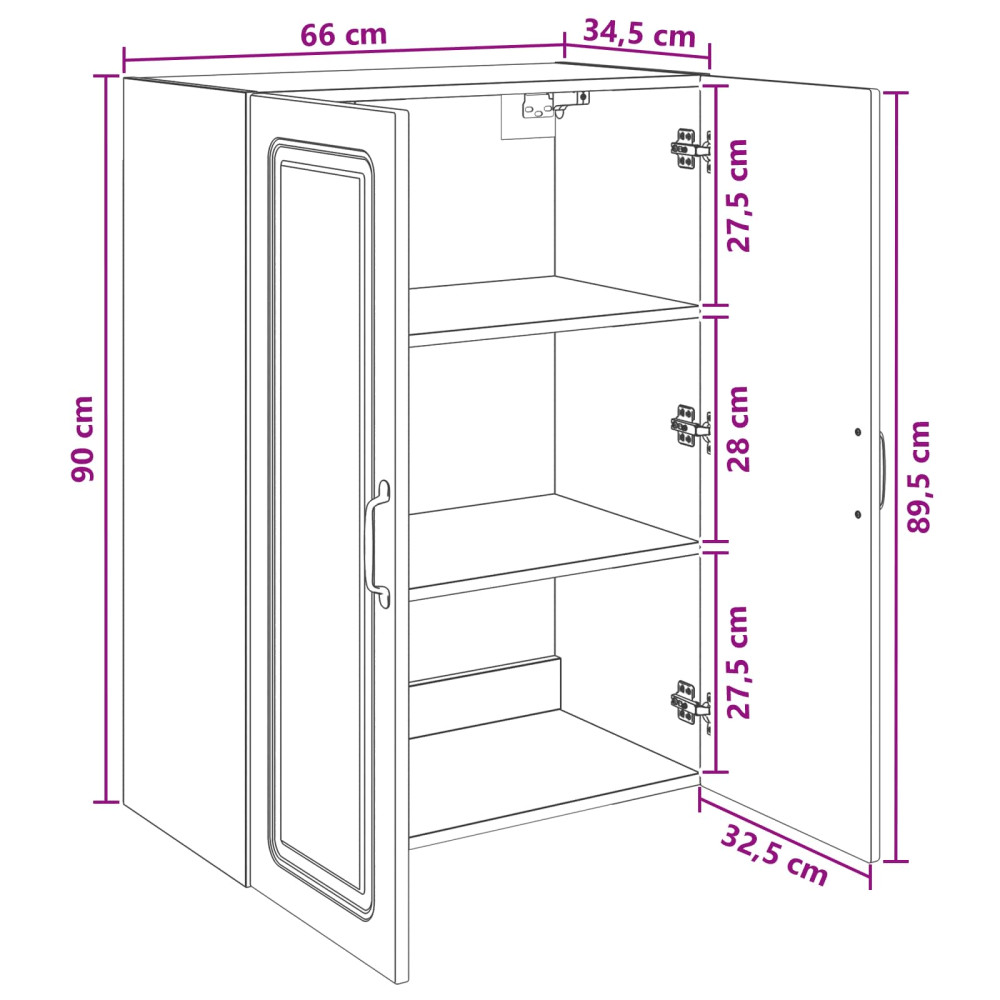 Produktbild för Väggmonterat skåp Artisan-ek 66 x 34,5 x 90 cm Konstruerat trä