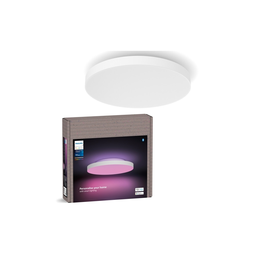 Produktbild för Philips Hue White and Color Ambiance Datura - taklampspanel - LED - 48 W - 16 miljoner färger/varmt till kallt vitt ljus - 2000-6500 K - round small - vit