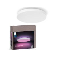 Produktbild för Philips Hue White and Color Ambiance Datura - taklampspanel - LED - 48 W - 16 miljoner färger/varmt till kallt vitt ljus - 2000-6500 K - round small - vit