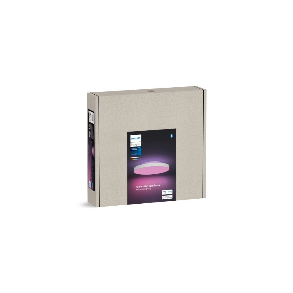 Produktbild för Philips Hue White and Color Ambiance Datura - taklampspanel - LED - 48 W - 16 miljoner färger/varmt till kallt vitt ljus - 2000-6500 K - round small - vit