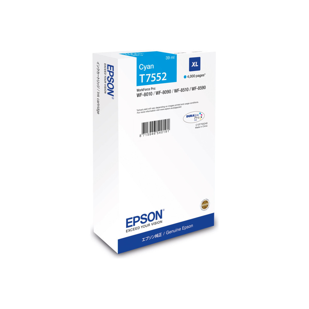Produktbild för Epson T7552 - XL - cyan - original - bläckpatron