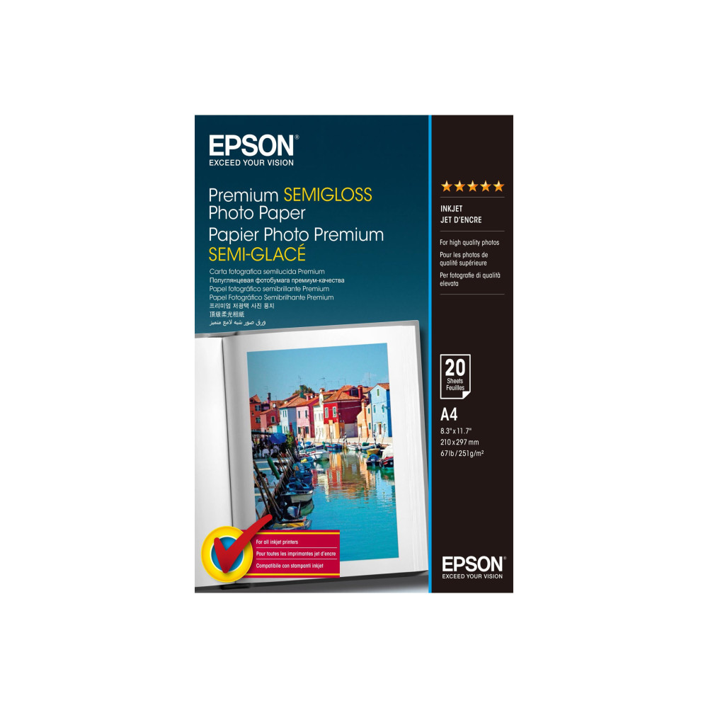 Produktbild för Epson Premium Semigloss Photo Paper - fotopapper - halvblank - 20 ark - A4