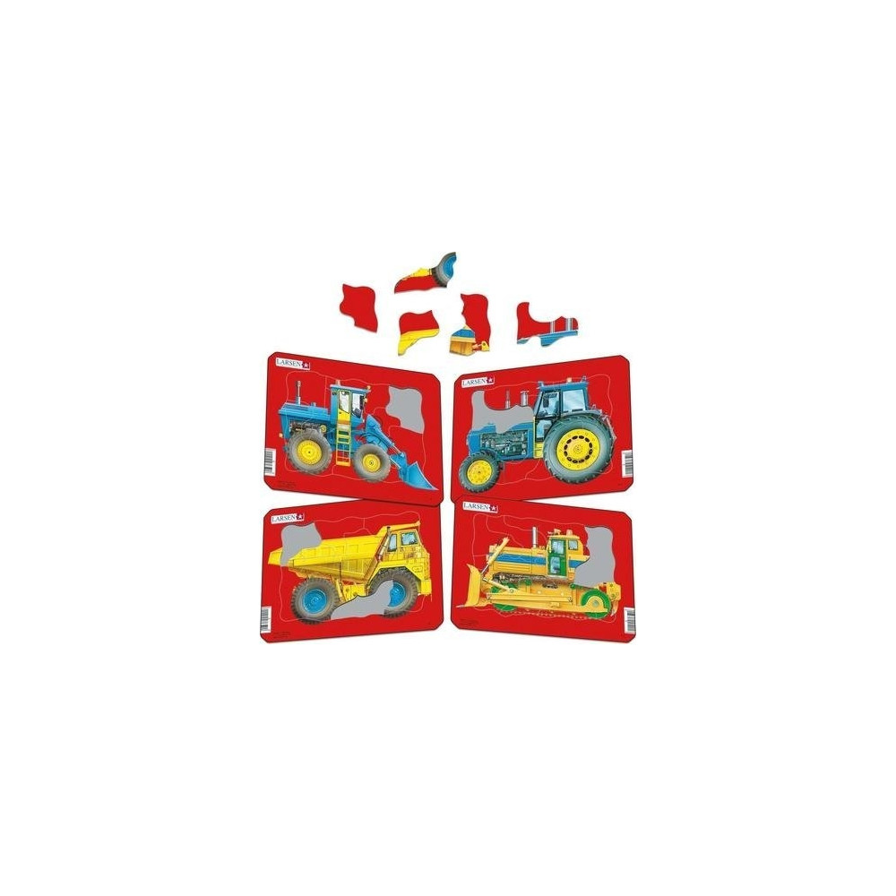 Produktbild för Larsen Mini Tractors,Dump Truck and Bulldozer, 10 pcs Puzzle