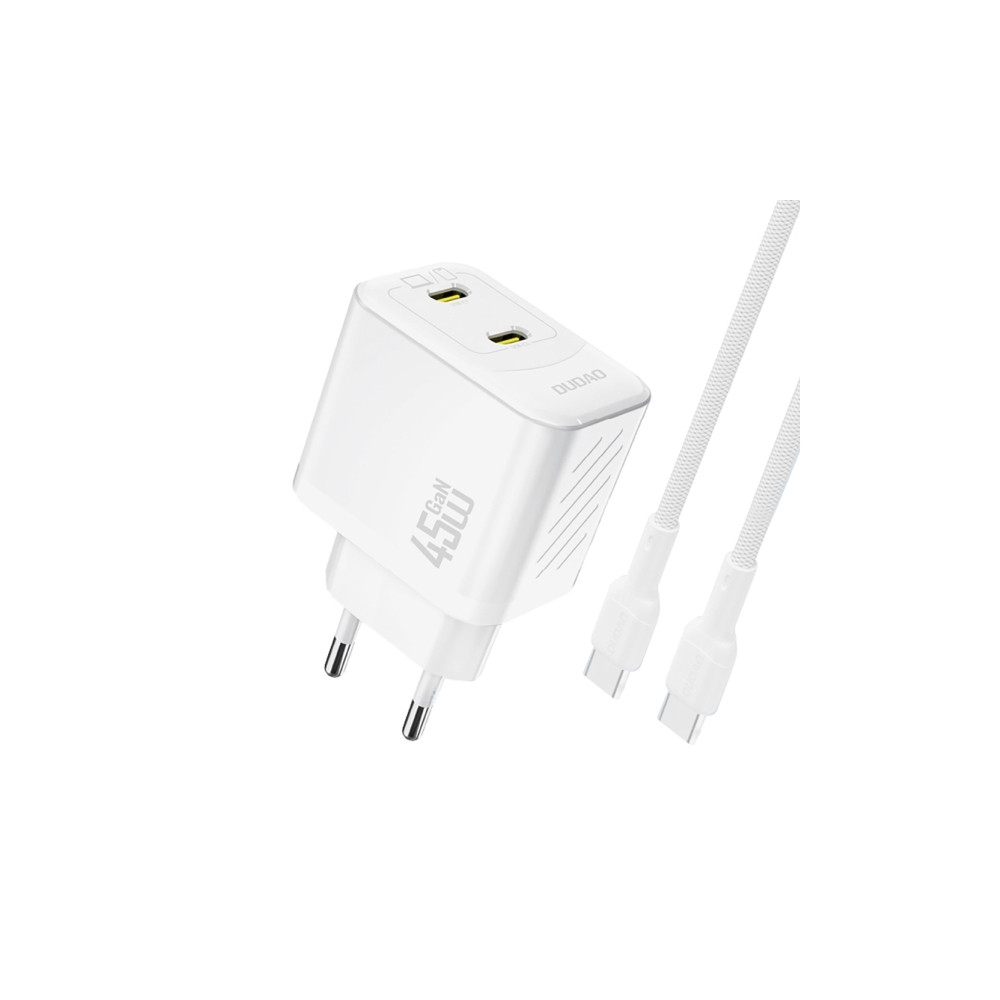 Produktbild för Dudao A28PCEU Adapter 45Watt 2xUSB-C (1m USB-C till USB-C-ka...