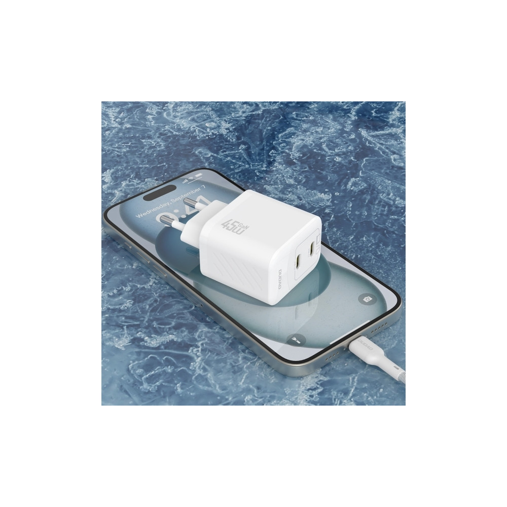 Produktbild för Dudao A28PCEU Adapter 45Watt 2xUSB-C (1m USB-C till USB-C-ka...