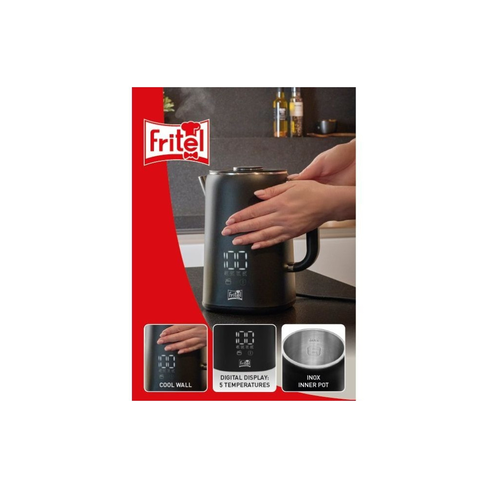 Produktbild för Fritel WK 2595, 1,7 l, 1500 W, Svart, Krom, Plast, Rostfritt...