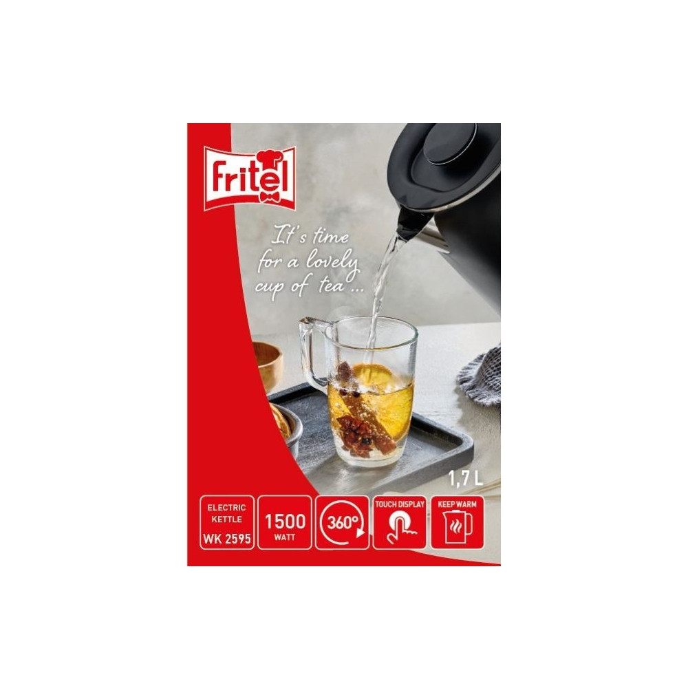 Produktbild för Fritel WK 2595, 1,7 l, 1500 W, Svart, Krom, Plast, Rostfritt...