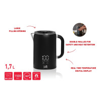 Produktbild för Fritel WK 2595, 1,7 l, 1500 W, Svart, Krom, Plast, Rostfritt...