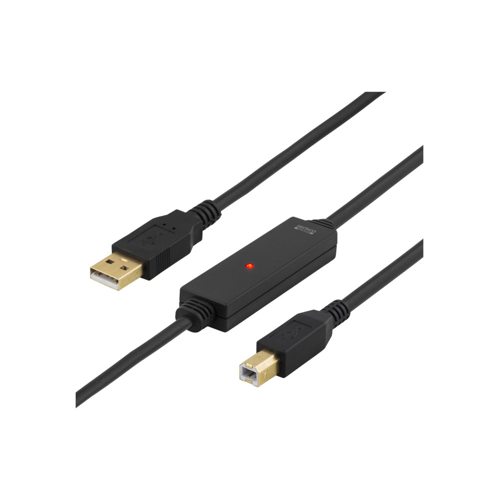 Produktbild för DELTACO USB-EX10M - USB-kabel - USB typ B till USB - 10 m