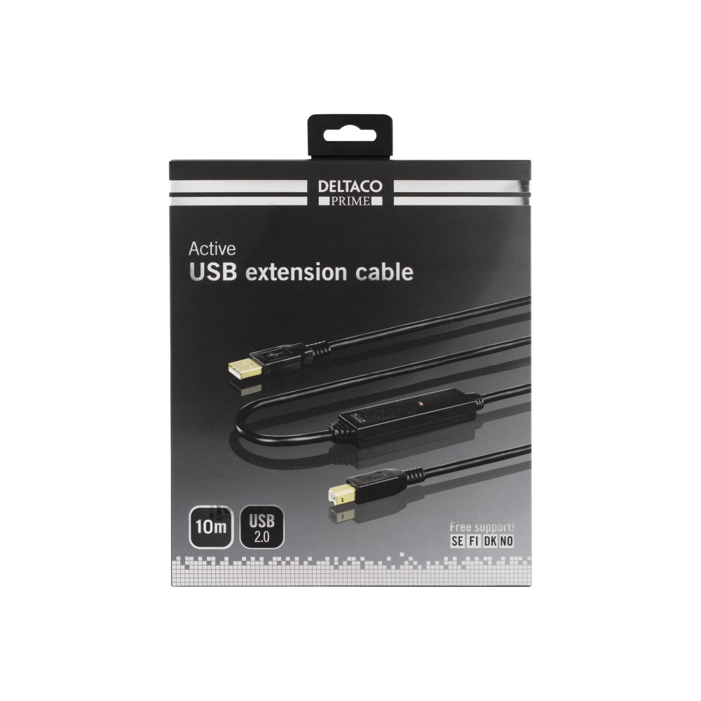 Produktbild för DELTACO USB-EX10M - USB-kabel - USB typ B till USB - 10 m