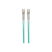 Produktbild för Intellinet Fiber Optic Patch Cable, OM3, LC/LC, 2m, Aqua, Duplex, Multimode, 50/125 µm, LSZH, Fibre, Lifetime Warranty, Polybag - patch-kabel - 2 m - havsblå