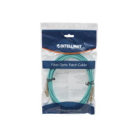 Produktbild för Intellinet Fiber Optic Patch Cable, OM3, LC/LC, 2m, Aqua, Duplex, Multimode, 50/125 µm, LSZH, Fibre, Lifetime Warranty, Polybag - patch-kabel - 2 m - havsblå
