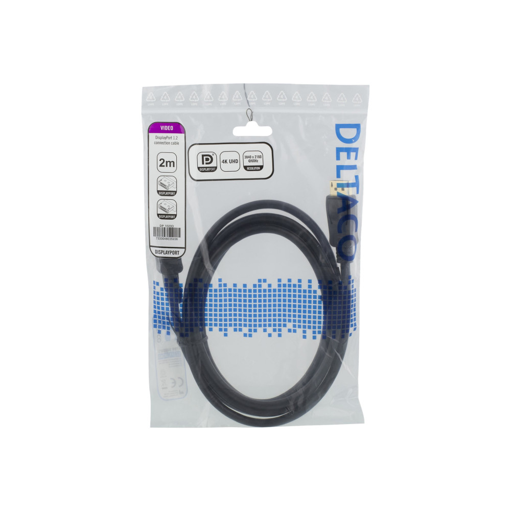 Produktbild för DELTACO DP-1020D - DisplayPort-kabel - DisplayPort till DisplayPort - 2 m