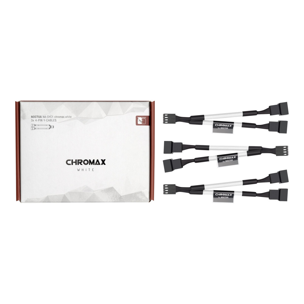 Produktbild för Noctua NA-SYC1 chromax.white - strömdelare för fläkt - 4-stifts PWM till 4-stifts PWM - 11.5 cm