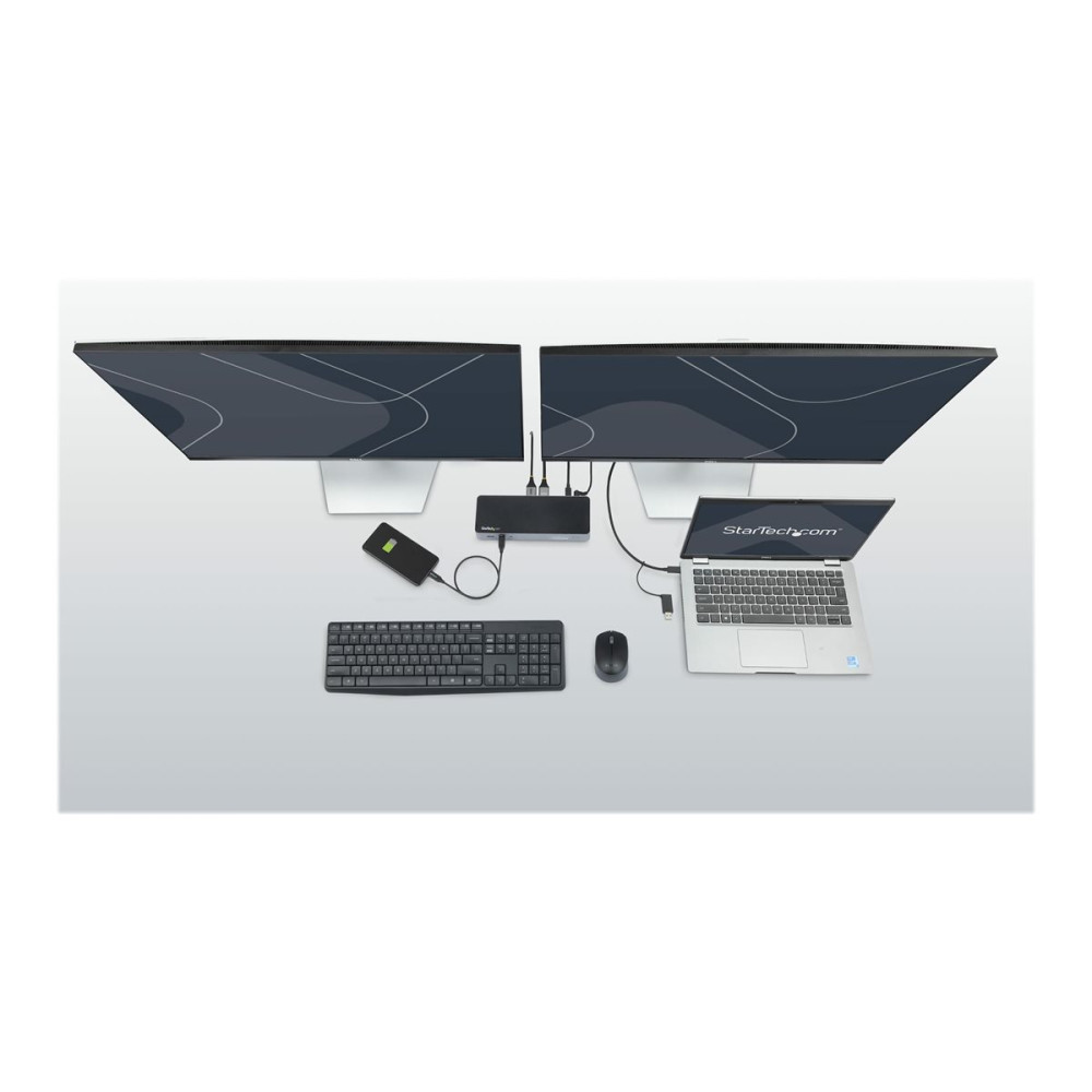 Produktbild för StarTech.com Universell dockningsstation för bärbara datorer med två 4K-bildskärmar - USB-C/USB 3.0 - 100W PD - dockningsstation - USB-C - 2 x HDMI, 2 x DP - 1GbE