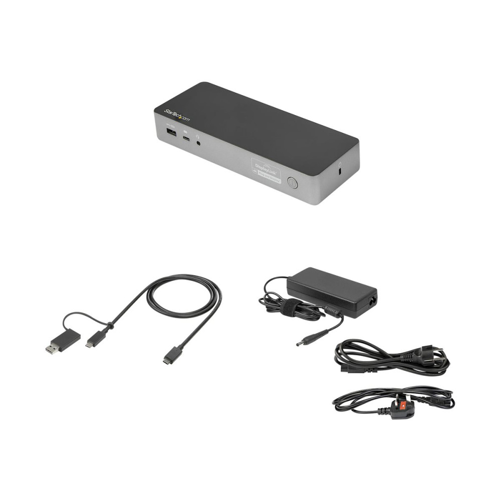 Produktbild för StarTech.com Universell dockningsstation för bärbara datorer med två 4K-bildskärmar - USB-C/USB 3.0 - 100W PD - dockningsstation - USB-C - 2 x HDMI, 2 x DP - 1GbE