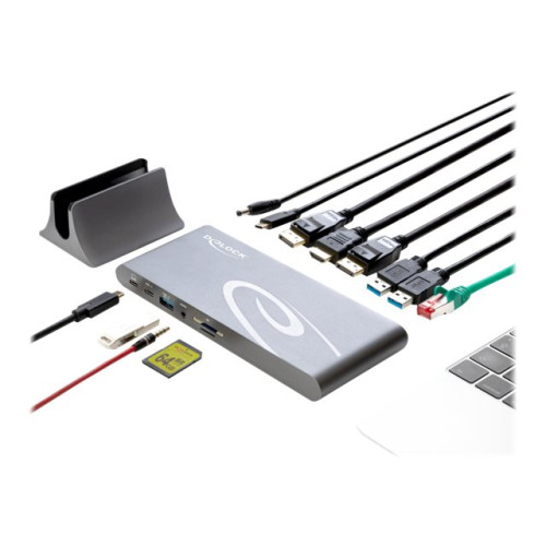 DeLOCK Delock USB Type-C DP 1.4 Docking Station Triple 4K Display - dockningsstation - USB-C 3.2 Gen 1 / Thunderbolt 3 - HDMI, 2 x DP - 1GbE