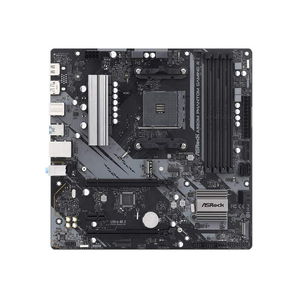 Produktbild för ASRock A520M Phantom Gaming 4 - moderkort - micro ATX - Socket AM4 - AMD A520