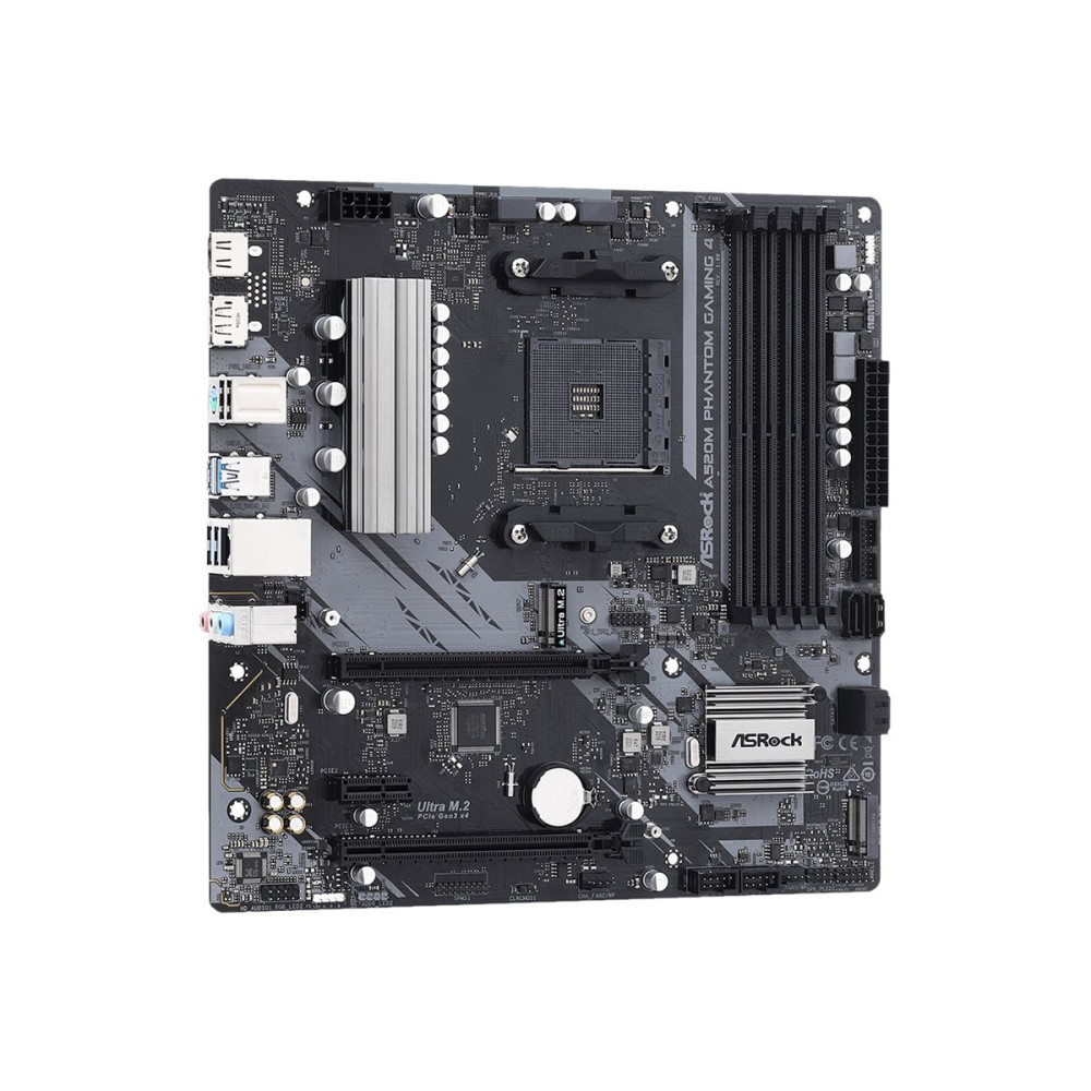 Produktbild för ASRock A520M Phantom Gaming 4 - moderkort - micro ATX - Socket AM4 - AMD A520