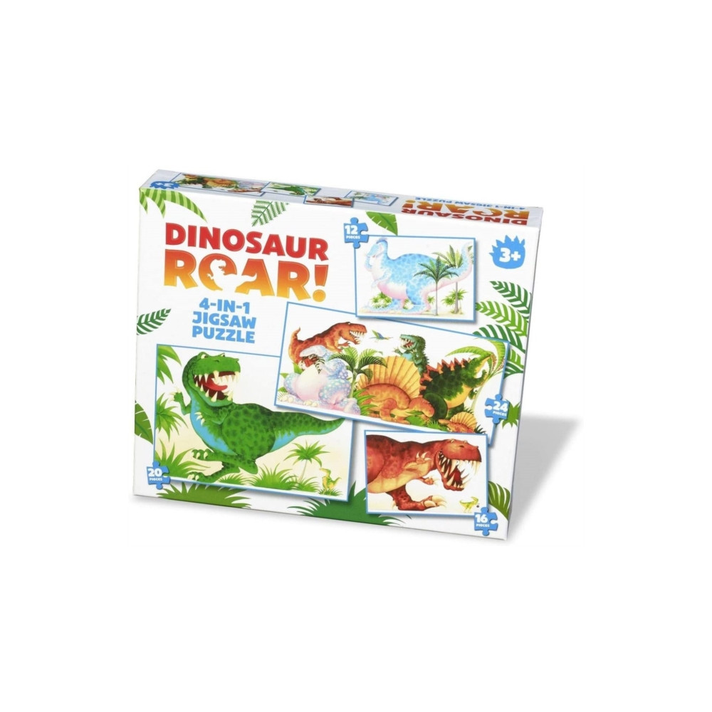 Produktbild för DINOSAUR ROAR 4:1 PUZZLE (häftad, eng)