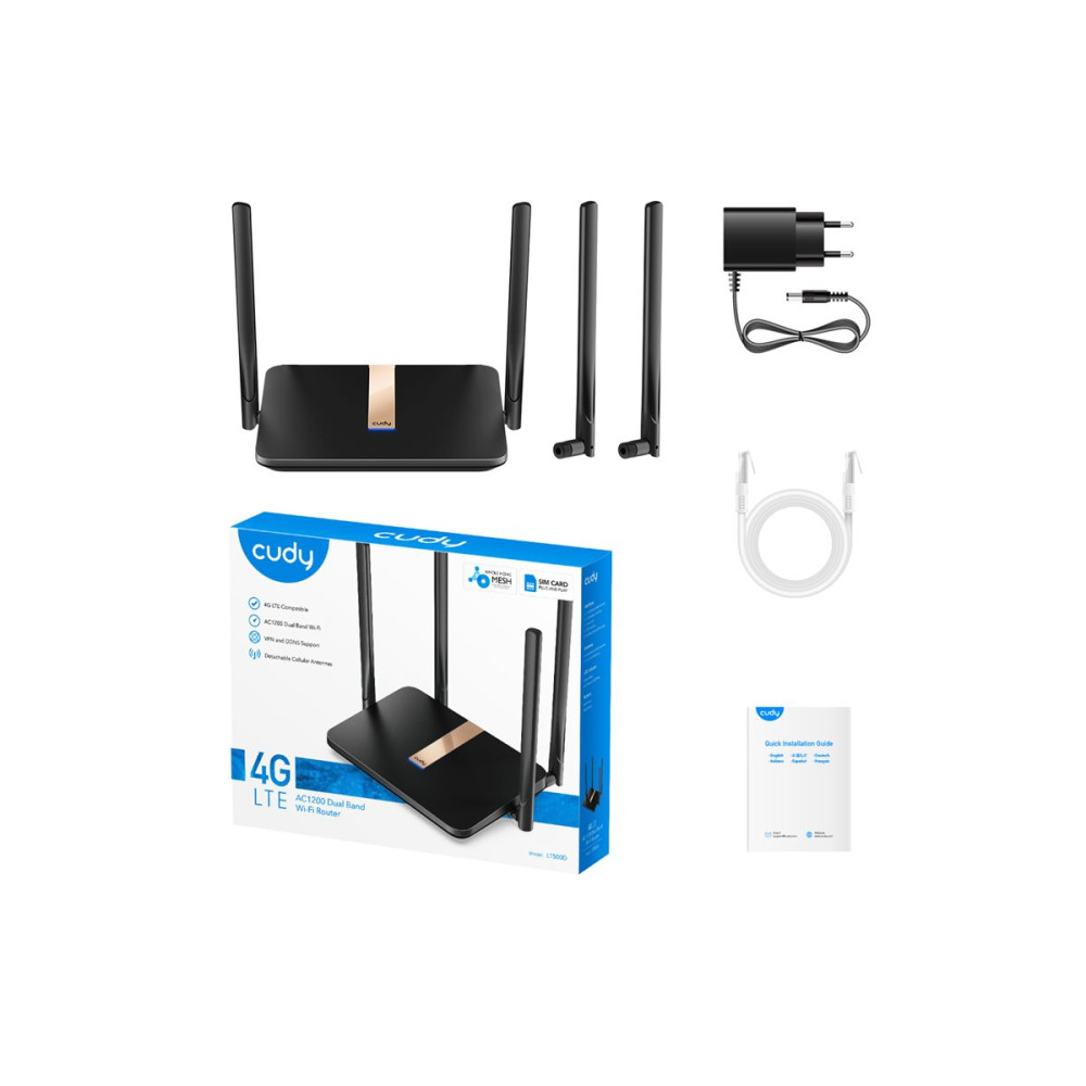 Produktbild för Cudy LT500D - 3.0 - trådlös router - Wi-Fi 5 - 4G - skrivbordsmodell, väggmonterbar
