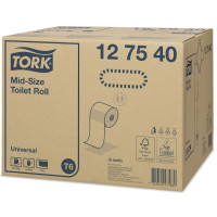 Produktbild för Tork Universal Mid-Size T6 - toalettpapper - rulle - 135 m - vit (paket om 27)