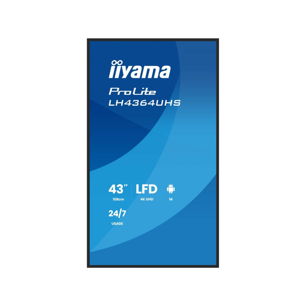 Produktbild för iiyama ProLite LH4364UHS-B1AG 43" Klass (42.5" visbar) LED-bakgrundsbelyst LCD-skärm - 4K - för digital skyltning