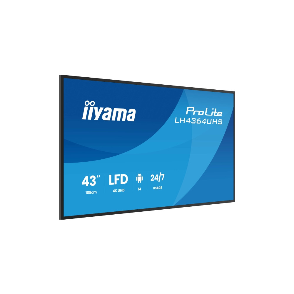 Produktbild för iiyama ProLite LH4364UHS-B1AG 43" Klass (42.5" visbar) LED-bakgrundsbelyst LCD-skärm - 4K - för digital skyltning