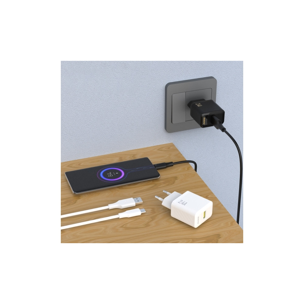 Produktbild för Dudao A23TEU adapter 12W 1x USB-A (1 m USB-A till USB-C-kabe...