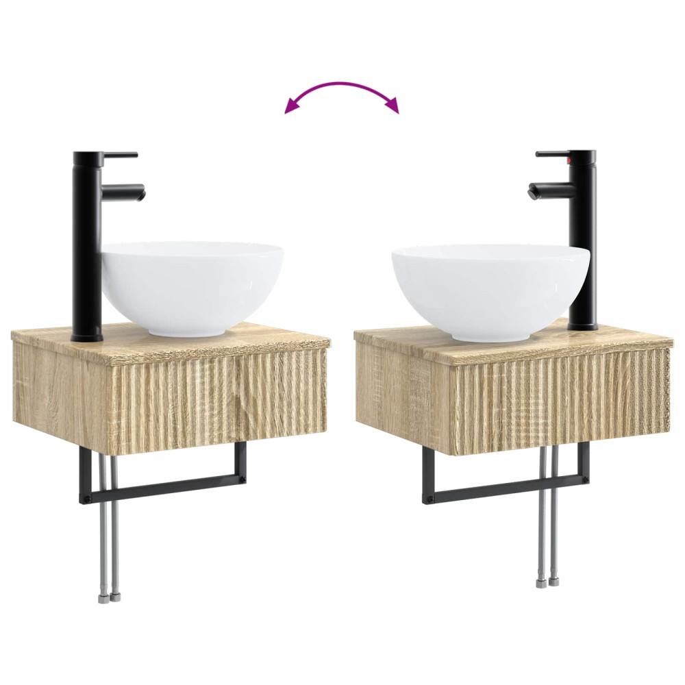 Produktbild för Badrumsmöbelset 6 pcs Sonoma-ek Konstruerat trä och glas