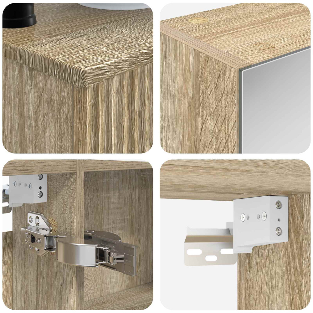 Produktbild för Badrumsmöbelset 6 pcs Sonoma-ek Konstruerat trä och glas