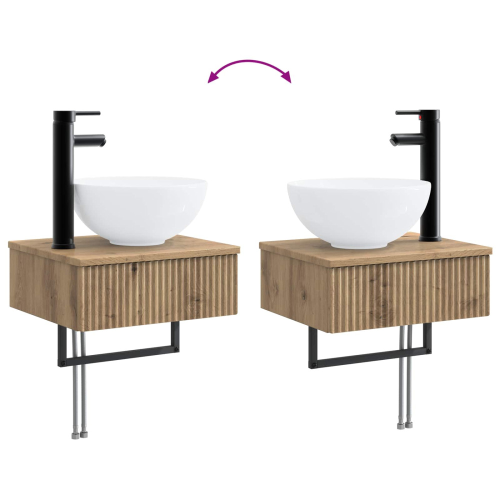 Produktbild för Badrumsmöbelset 6 pcs Artisan-ek Konstruerat trä och glas