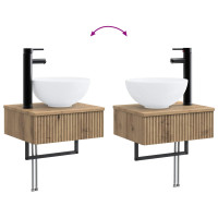 Produktbild för Badrumsmöbelset 6 pcs Artisan-ek Konstruerat trä och glas