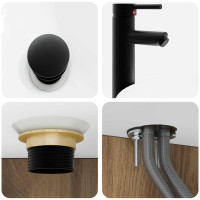 Produktbild för Badrumsmöbelset 6 pcs Artisan-ek Konstruerat trä och glas