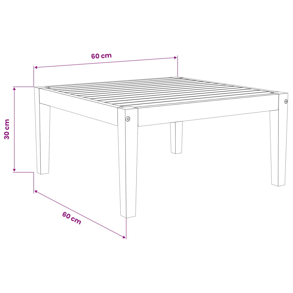 Produktbild för bord Massivt Akaciaträ Naturlig 60 x 60 x 30 cm