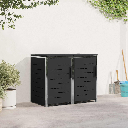 vidaXL Sopcontainerförvar Svart 138 x 77,5 x 112,5 cm Rostfritt stål