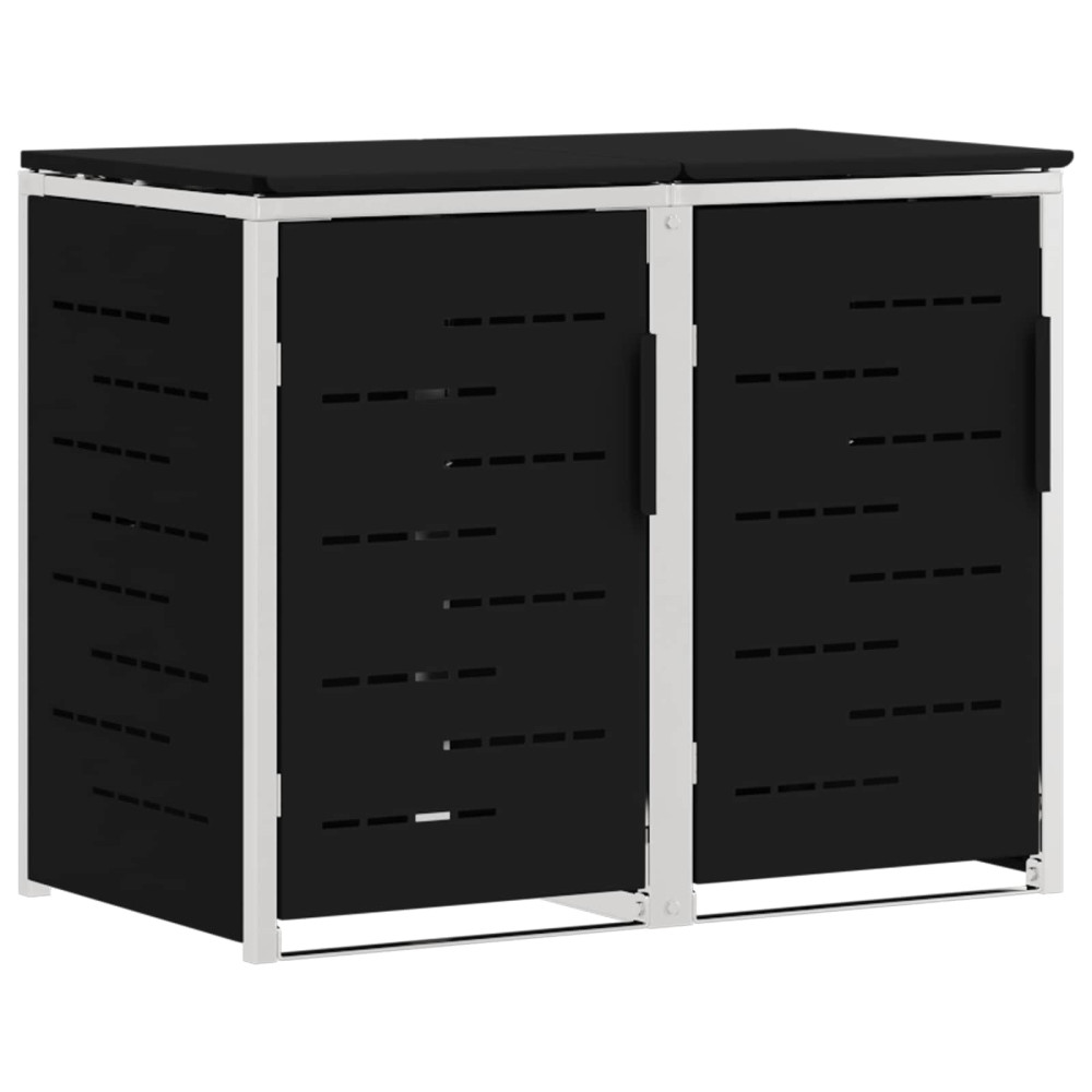 Produktbild för Sopcontainerförvar Svart 138 x 77,5 x 112,5 cm Rostfritt stål