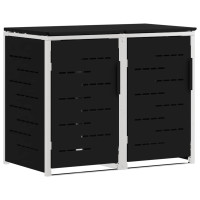 Produktbild för Sopcontainerförvar Svart 138 x 77,5 x 112,5 cm Rostfritt stål