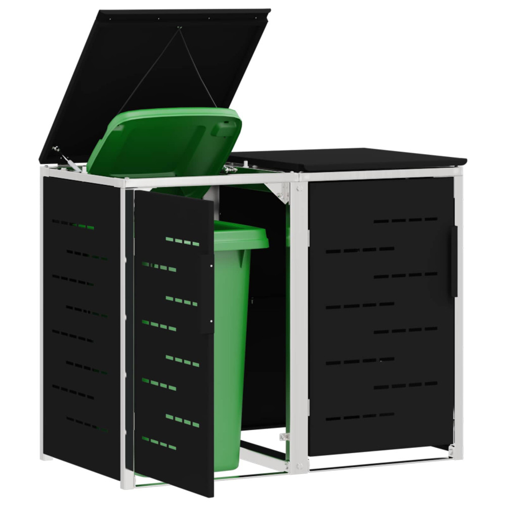 Produktbild för Sopcontainerförvar Svart 138 x 77,5 x 112,5 cm Rostfritt stål