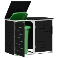 Produktbild för Sopcontainerförvar Svart 138 x 77,5 x 112,5 cm Rostfritt stål