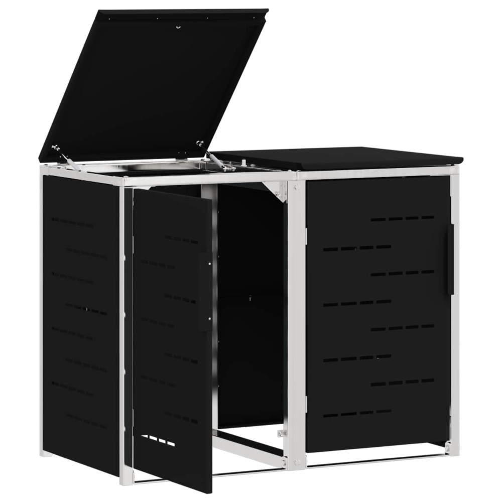 Produktbild för Sopcontainerförvar Svart 138 x 77,5 x 112,5 cm Rostfritt stål