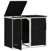 Produktbild för Sopcontainerförvar Svart 138 x 77,5 x 112,5 cm Rostfritt stål