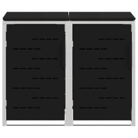 Produktbild för Sopcontainerförvar Svart 138 x 77,5 x 112,5 cm Rostfritt stål
