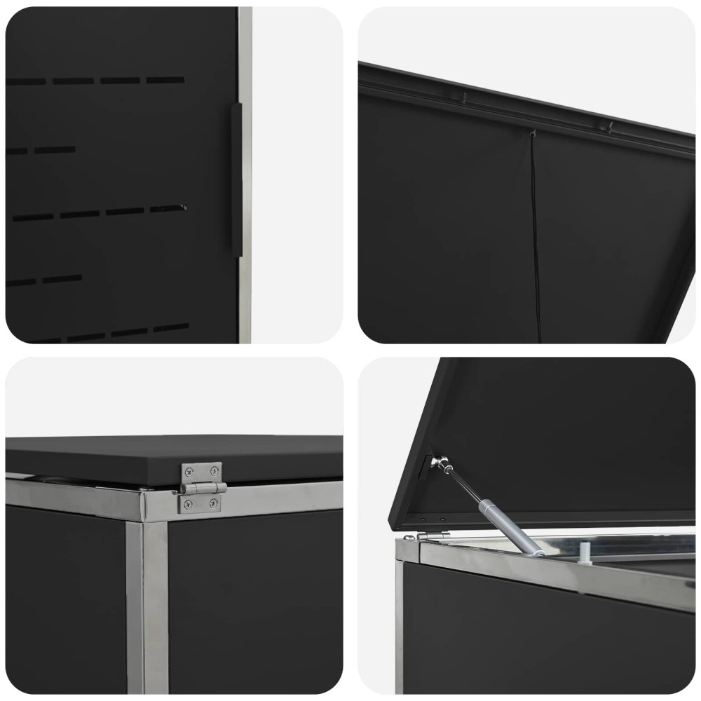 Produktbild för Sopcontainerförvar Svart 138 x 77,5 x 112,5 cm Rostfritt stål