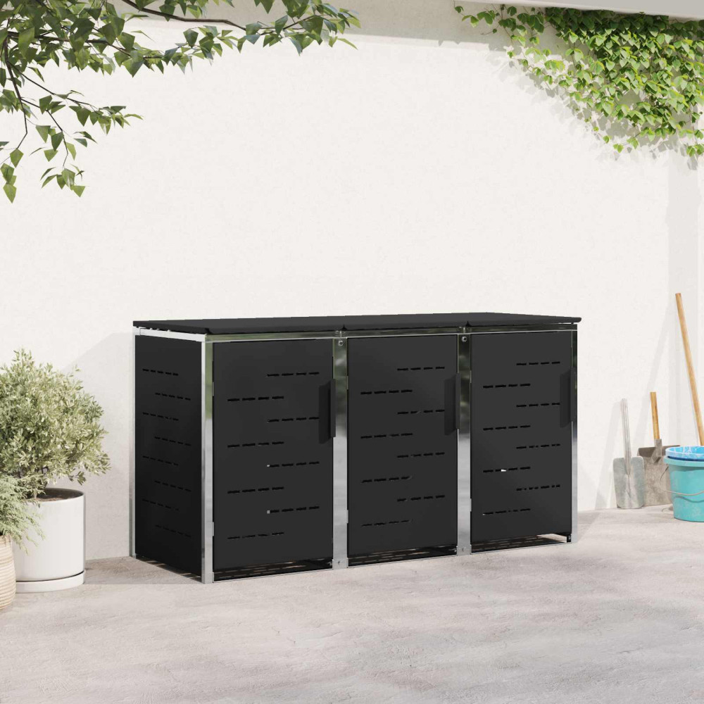 Produktbild för Sopcontainerförvar Svart 207 x 77,5 x 112,5 cm Rostfritt stål