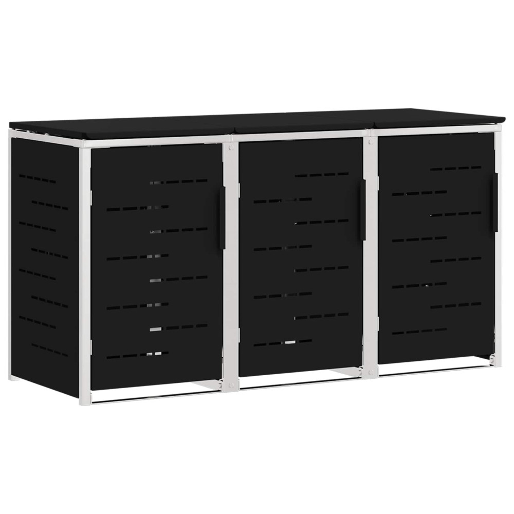 Produktbild för Sopcontainerförvar Svart 207 x 77,5 x 112,5 cm Rostfritt stål