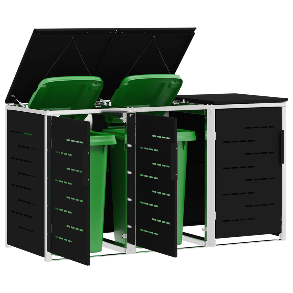 Produktbild för Sopcontainerförvar Svart 207 x 77,5 x 112,5 cm Rostfritt stål