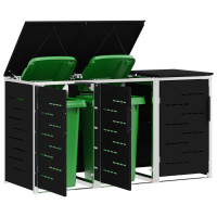 Produktbild för Sopcontainerförvar Svart 207 x 77,5 x 112,5 cm Rostfritt stål