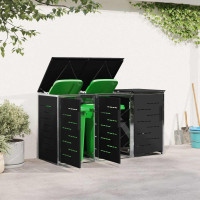 Produktbild för Sopcontainerförvar Svart 207 x 77,5 x 112,5 cm Rostfritt stål