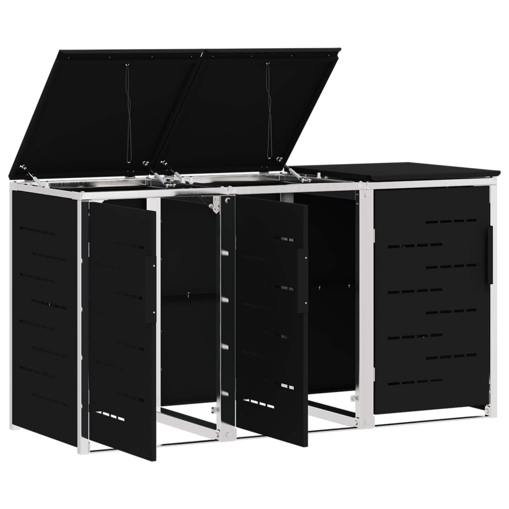 Produktbild för Sopcontainerförvar Svart 207 x 77,5 x 112,5 cm Rostfritt stål